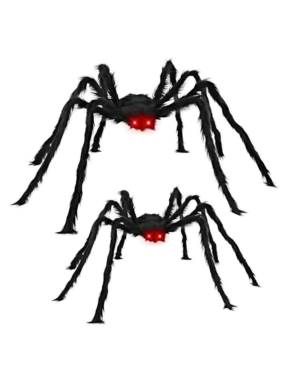 2 PCs Giant Halloween Outdoor Decorations Hairy Black Spider, Scary Giant